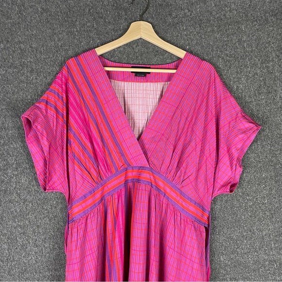 Hatch Collection Size 4 Natalie Maternity Midi Dress Rosebud Plaid Magenta Pink - Picture 6 of 12
